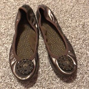 Lindsay Phillips Brown Metallic Ballerina Flats